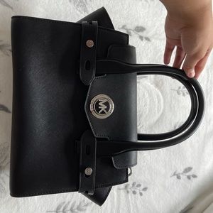 MK Carmen Small Saffiano Leather Belted Satchel